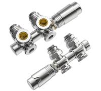 EMKE Valvola Multiblock per Radiatori, Corpo in Ottone Cromato, Interasse 50 mm - Design Combinato Angolare e Dritto, con Termostato (Per tubi da 15 mm + 16 mm, G1/2", 2 Pezzi)