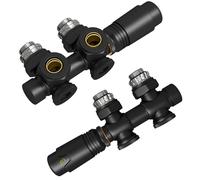 EMKE Valvola Multiblock per Radiatori, Corpo in Ottone Nero, Interasse 50 mm - Design Combinato Angolare e Dritto, con Termostato (Per tubi da 15 mm + 16 mm, G1/2", 2 Pezzi)