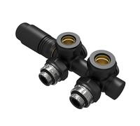 EMKE Valvola Multiblock per Radiatori, Corpo in Ottone Nero, Interasse 50 mm - Design Combinato Angolare e Dritto, con Termostato (Per tubi da 15 mm + 16 mm, G1/2", 1 pezzo)