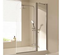 EMKE Vasca da bagno da doccia per vasca da bagno, 100 x 140 cm, pieghevole con parete laterale, divisorio per doccia per vasca da bagno, parete pieghevole da 6 mm, vetro di sicurezza