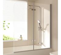 EMKE Vasca da bagno pieghevole per vasca da bagno, 120 x 140 cm, 2 pezzi, divisorio per doccia per vasca da bagno, 6 mm, vetro di sicurezza