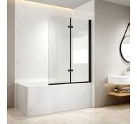 EMKE Vetro per vasca da bagno, 100x140 cm, parete vasca da bagno, con Rivestimento Nano Easy Clean, Schermo per Doccia incernierato a 180°, Vetro di Sicurezza da 6 mm