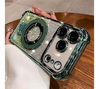 Emlivi Custodia per iPhone 14 Pro Max con supporto ad anello magnetico, in TPU trasparente, con magnete galvanizzato, protezione fotocamera a quattro angoli, anti-caduta per iPhone 14 Pro Max, verde