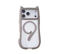 Emlivi Custodia per iPhone 17 Pro, trasparente magnetica, con orecchie di gatto Kawaii, custodia protettiva in morbido TPU Bumper Kitty Cover per iPhone 17 Pro, grigio