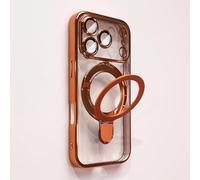 Emlivi Custodia per iPhone Air, trasparente con supporto, anello magnetico invisibile, sottile, trasparente, protezione per fotocamera e iPhone Air, arancione