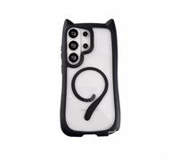 Emlivi Custodia per Samsung Galaxy S23 Plus, trasparente, magnetica, con orecchie di gatto 3D, in morbido TPU, bumper Kitty Cover per Samsung S23 Plus, colore nero