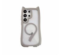 Emlivi Custodia per Samsung Galaxy S24 Plus, trasparente, magnetica, trasparente, con orecchie di gatto 3D, in morbido TPU, bumper Kitty Cover per Samsung S24 Plus, grigio