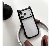 Emlivi Custodia trasparente per iPhone 14 Plus, con orecchie di gatto, custodia protettiva in silicone e TPU, per iPhone 14 Plus, colore: nero