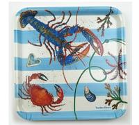 Emma Ball - Vassoio da portata in melamina, motivo "Frutti del mare", 20 x 15 cm, colore: Blu/Bianco
