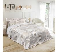 Emma Barclay Cotswold - Set copriletto trapuntato patchwork in colore naturale - matrimoniale