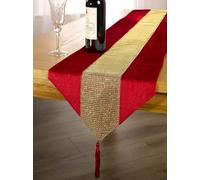 Emma Barclay Eclat - Runner con nappe luccicanti, 33 x 183 cm, colore: rosso e oro