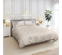 Emma Barclay Eden - Set copripiumino in jacquard con decori color crema, per letto king size