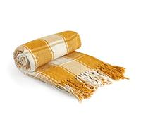 Emma Barclay Frisco - Coperta tradizionale in cotone riciclato, 127 x 152 cm, colore: giallo ocra