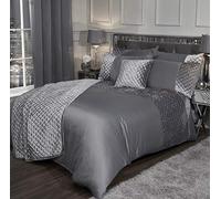 Emma Barclay Glamour - Set Copripiumino Trapuntato in Velluto con Paillettes, per Letto King Size, Colore: Argento