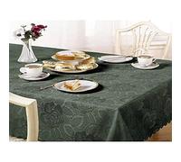 Emma Barclay Tovaglia in tessuto jacquard con rose damascate, ovale, 60 x 84 cm (152 x 213 cm), colore: verde bosco