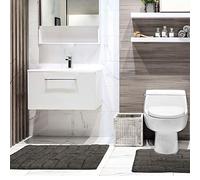 Emma Barclay Waves - Set da Bagno in Puro Cotone Jacquard, 2 Pezzi, Colore: Antracite, Tappetino 50 x 80 cm/piedistallo 50 x 40 cm