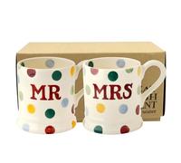 Emma Bridgewater Coppia Set Tazze Regalo 1/2 Pinta 300ml, 2 Pezzi, Tazzina Caffè Coppia Regali Ideali per Matrimonio Sposi/Anniversario/Promessa, Tazzine Caffe Originale - Tazza Mr e Mrs a Pois
