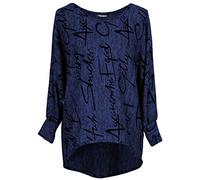 Emma & Giovanni - Maglie a Manica Lunga a Lettere - Donna (Blu, L-XL)