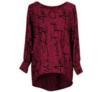 Emma & Giovanni - Maglie a Manica Lunga a Lettere - Donna (Bordeaux, L-XL)