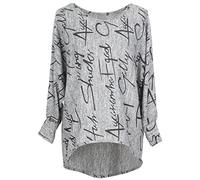 Emma & Giovanni - Maglie a Manica Lunga a Lettere - Donna (Grigio, M-L)