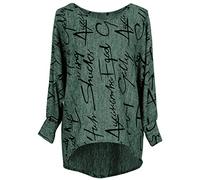 Emma & Giovanni - Maglie a Manica Lunga a Lettere - Donna (Verde, S-M)