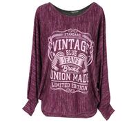 Emma & Giovanni - Oversize Maglie a Manica 7/8 Lunga Vintage - Donna (Bordeaux, L-XL)