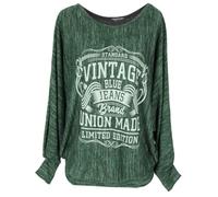 Emma & Giovanni - Oversize Maglie a Manica 7/8 Lunga Vintage - Donna (Verde, L-XL)