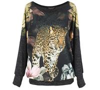 Emma & Giovanni - Oversize Maglie a Manica Lunga - Donna (Leopardo, L-XL)