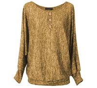 Emma & Giovanni - Oversize Maglie Colletto Abbottonato a Manica 7/8 Lunga - Donna (Senape, L-XL)