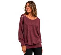 Emma & Giovanni - Oversize Maglie con Perle sulle Spalle a Manica 7/8 Lunga - Donna