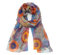 Emma & Giovanni - Sciarpa con Disegno180cm x 80cm - Donna (5-Blu, Talla Unica)