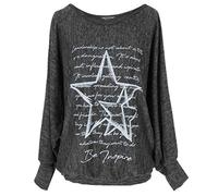 Emma & Giovanni - Top Oversize con Maniche a Topo e Stampa a Stelle - Donna (Nero, M-L)