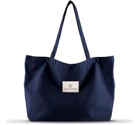 Emma Jonasson Borsa in juta con chiusura lampo e tasca interna - Elegante borsa shopper da donna - Borsa per la spesa con manico lungo - perfetta come borsa Tote, borsa in tessuto, L