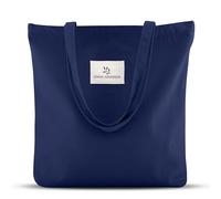 Emma Jonasson Tote bag grande - Shopper bag donna elegante con Cerniera e Tasca Interna - borsa tote - borsa tela donna - shopping bag - borsa università donna - tote bag università blu