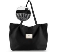 Emma Jonasson Tote bag grande - Shopper borsa donna elegante con Cerniera e Tasca Interna - borsa università nero