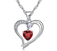 Emma Manor EM Collana a Forma di Cuore Collana Con Ciondolo a Forma di Freccia D'amore Placcata in Oro Bianco 14k Per Donna, Regalo di San Valentino per la Persona Amata (Oro bianco-01-gennaio)