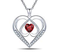Emma Manor EM Collana Cuore Placcato Oro Bianco 5A Zirconia Cubica My Heart will Go On Collana Pendente a Triplo Cuore per Donne, Regalo di Gioielli per la Moglie Della Ragazza (Rosso)