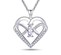Emma Manor EM Collana Pendente Cuore 14k Placcato Oro Bianco 5A Cubic Zirconia Infinito Farfalla Gioielli per le Donne (Chiaro)