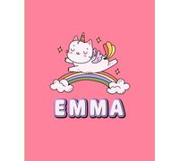 Emma Name Notebook: Personalized Creative Journal with Unicorn Illustration. 110 Lined Pages. Soft Matte Cover