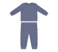 emma & noah Pigiama 2 pezzi per neonati e bambini, a maniche lunghe, traspirante e termoregolante, cotone e viscosa, Essential blu, 86