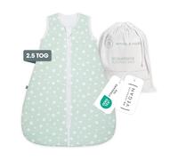 emma & noah Sacco nanna 2,5 TOG, sacco a pelo per l'autunno e l'inverno, in diversi colori, cotone biologico, certificato Oeko-Tex, sacco a pelo per neonati (pois menta, 100 cm)
