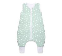 emma & noah Sacco nanna con piedi 2,5 TOG, sacco a pelo per l'autunno e l'inverno, in cotone biologico, certificato Oeko-Tex, morbido sacco a pelo per neonati (pois menta, 100 cm)