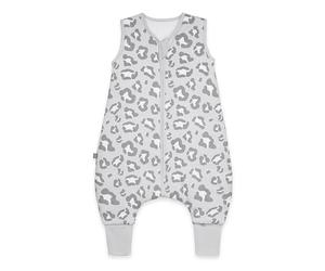 emma & noah Sacco nanna premium per bambini con piedi per tutto l'anno, comodo e traspirante, 100% cotone biologico, certificato Oeko-TEX, soffice, libertà di movimento, 2,5 tog, grigio leo, 70 cm