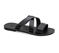 Emmanuela antichi sandali in pelle greca per uomo, sandali da uomo a mano di alta qualità con dita aperte, scarpe estive scorrevoli, sandali con slide, nero, 41 EU