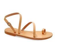 Emmanuela Antico Sandali in pelle a mano in pelle a mano, scarpe estive per le donne con cintura a fibbia regolabile, sandali strappy anello di punta, sandali con polsini alla caviglia, beige, 41 EU