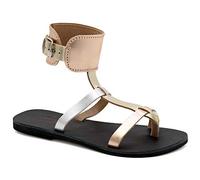 Emmanuela Antique Sandali in pelle fatti a mano Greco con cinghie della caviglia, sandali con antepersie e fibbia regolabile, sandali cinturini con dita aperte, multicolore, 40 EU