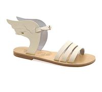 Emmanuela Antique Sandali in pelle greca con cintura fibbia regolabile, scarpe estive fatte a mano di alta qualità per signore, sandali cinturini con ali oro rosa, bianco, nero, giallo, bianco, 37 EU