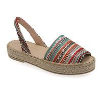 Emmanuela colorato Espadrillas Realizzato in Tessuto a Maglia, Scarpe da Slingback di slittino Medio-Alto, Slip-on Peep-Toe Espadrillas, Fatto e Cucito a Mano in Grecia, Multicolore 2, 39 EU
