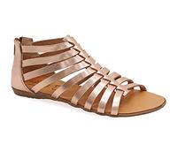Emmanuela Sandali alti in stile greco antico, sandali gladiatori fatti a mano in pelle, sandali con dita aperta e cerniera sul retro dell'albero, Oro rosa, 36 EU