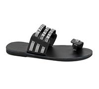 Emmanuela Sandali anello in pelle a mano in pelle greca, scarpe estive di alta qualità per le donne, aceti di dita dei piedi sandali a fianco, sandali piatti Riemben, Multicolore 2, 42 EU